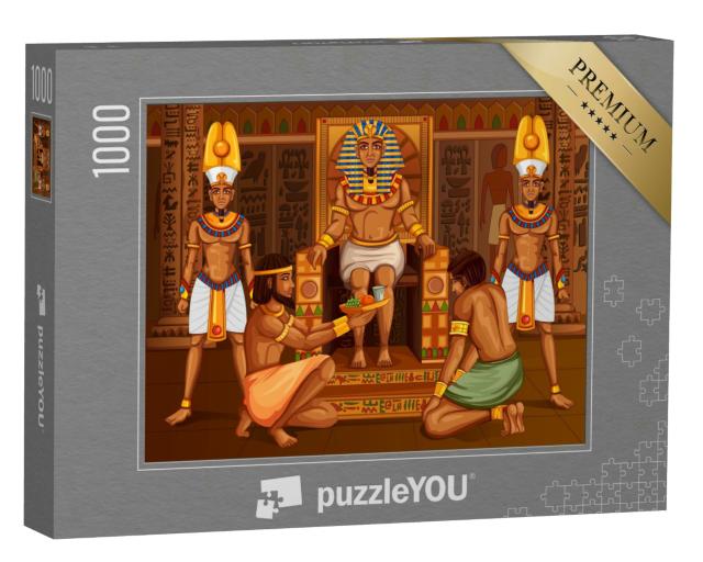 Puzzle 1000 Teile „Vektor-Design: Ägyptischer Pharao und sein Gefolge“