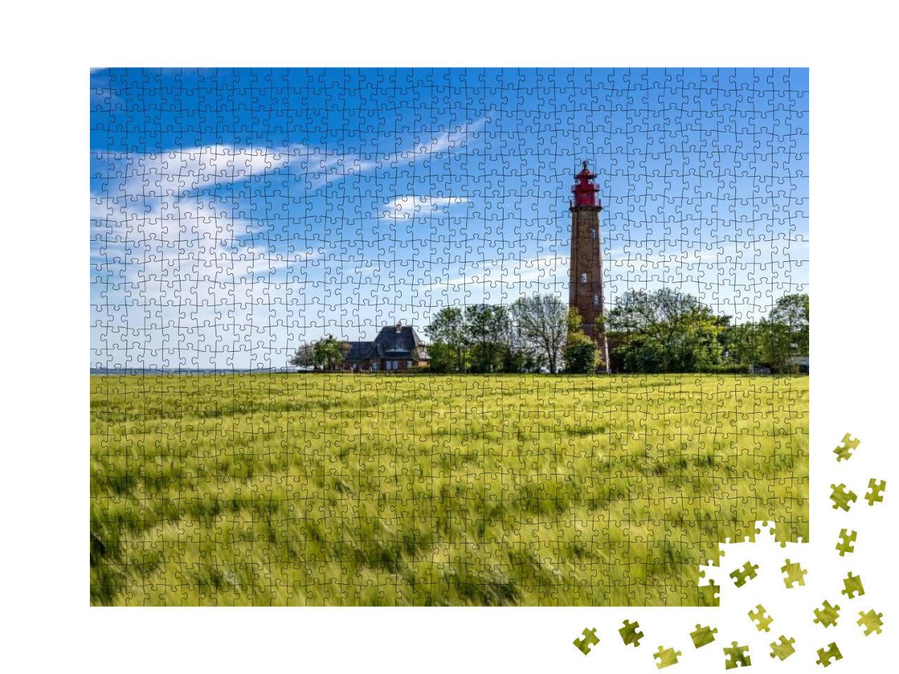Puzzle 1000 Teile „Der schöne Leuchtturm von Flügge, Insel Fehmarn, Deutschland“