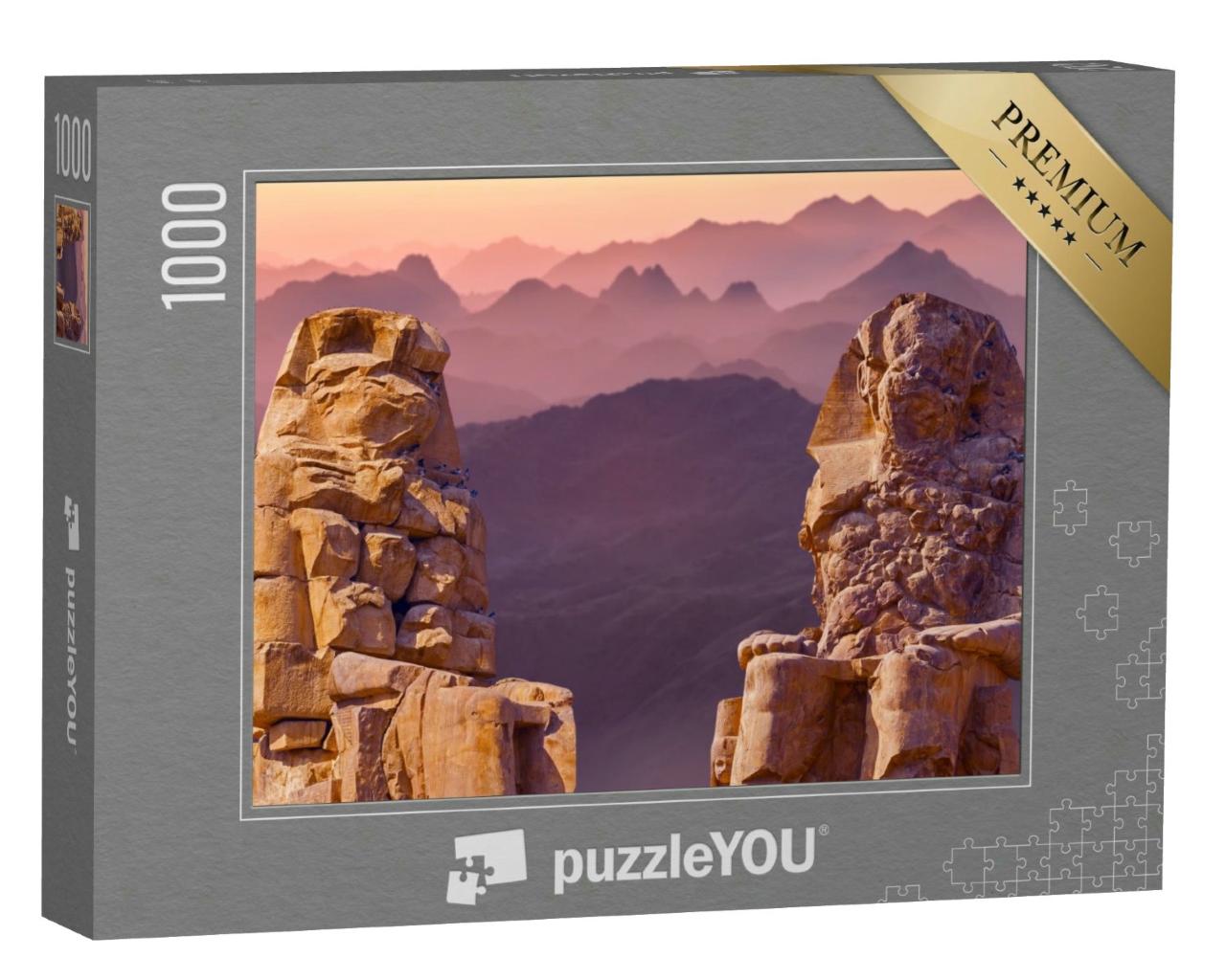 Puzzle 1000 Teile „Kolosse von Memnon in Luxor bei Morgendämmerung, Theben, Ägypten“