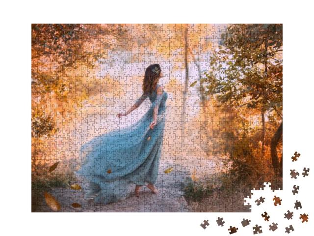 Puzzle 1000 Teile „Zarte Elfengöttin im Herbstwald“