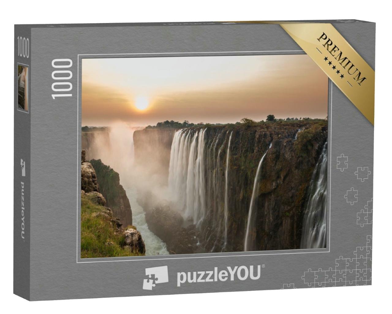 Puzzle 1000 Teile „Victoria Falls, Sonnenuntergang, Blick aus Sambia“