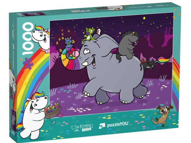 Puzzle 1000 Teile „Pummeleinhorn: Pummel & Friends - Glitternachtler“