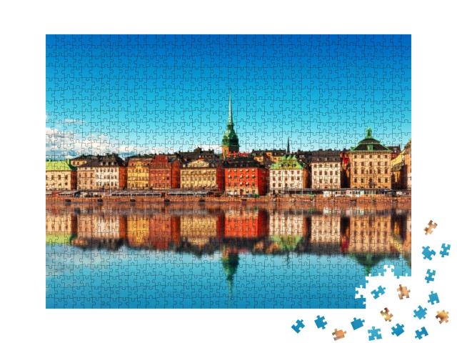 Puzzle 1000 Teile „Szenisches Sommerpanorama der Altstadt Gamla Stan, Stockholm, Schweden“