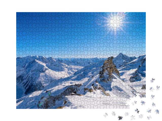 Puzzle 1000 Teile „Majestätische Gipfel am Hintertuxer Gletscher, Zillertal, Österreich“