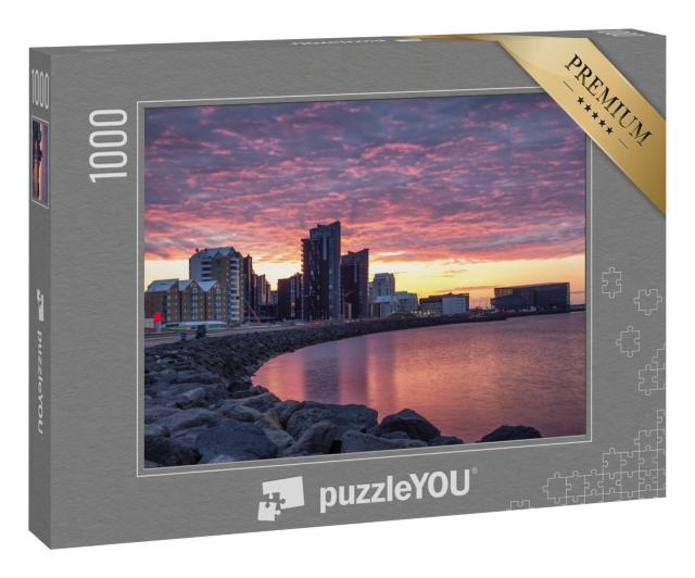 Puzzle 1000 Teile „Sonnenuntergang über Reykjavik“