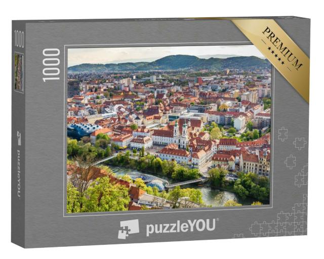 Puzzle 1000 Teile „Luftaufnahme von Stadtzentrum Graz, Österreich“