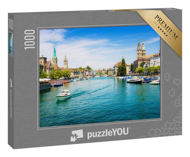 Puzzle 1000 Teile „Zürich am Limmat und Zürichsee, Schweiz“