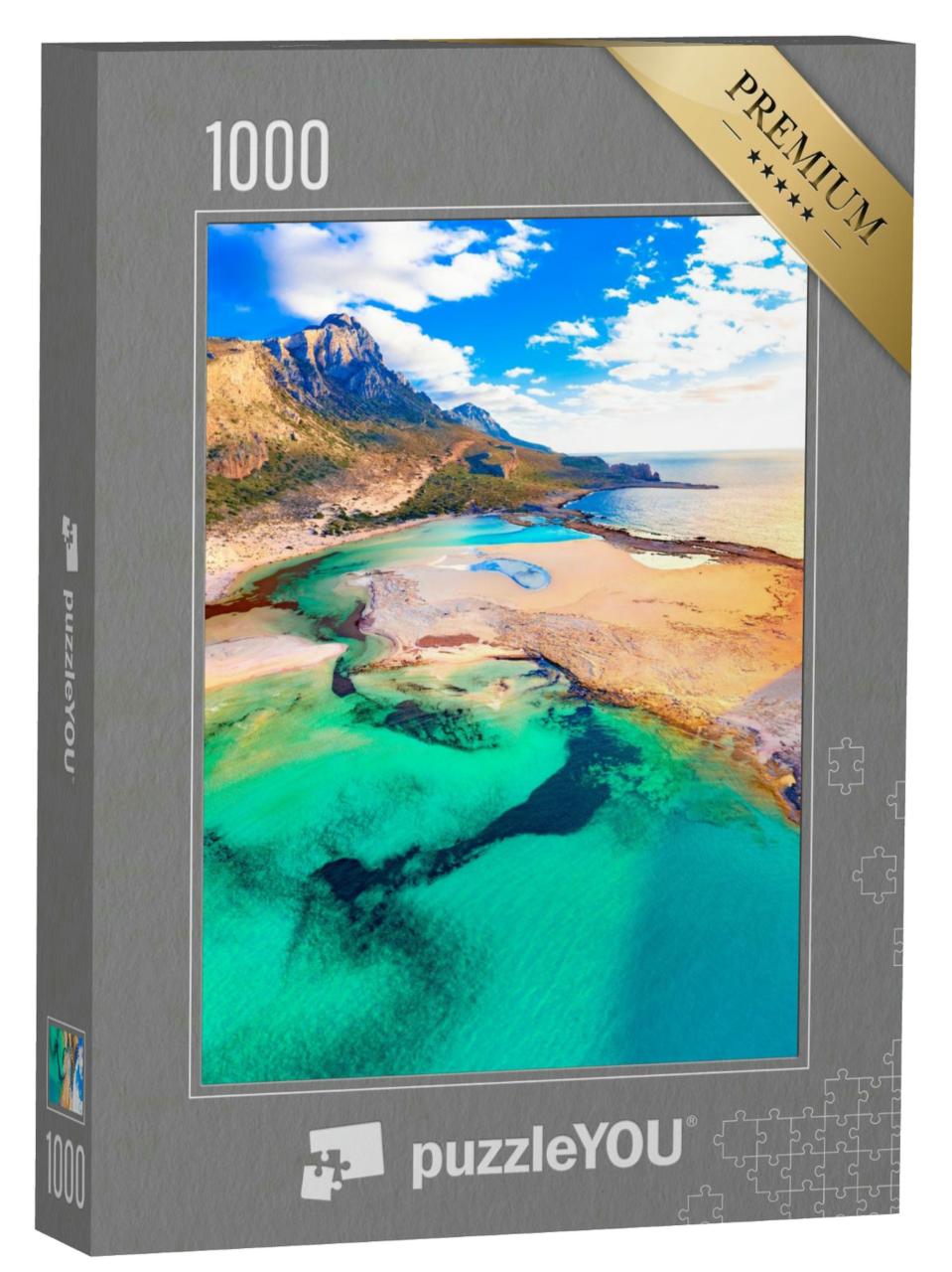 Puzzle 1000 Teile „Balos Lagune mit türkisfarbenem Wasser und weißem Sand, Kreta. Griechenland“