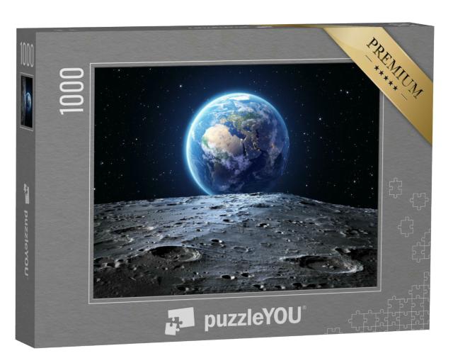 Puzzle 1000 Teile „Blick vom Mond auf die Erde, NASA-Bildmaterial“