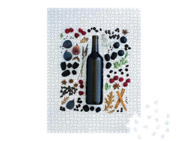 Puzzle 1000 Teile „Aromen von Rotwein, Weinverkostung, Brombeere, Himbeere, Eiche, Feige, Pfeffer“