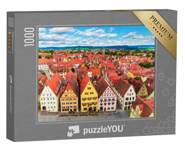 Puzzle 1000 Teile „Sommer-Luftbildpanorama der Altstadtarchitektur von Rothenburg ob der Tauber“