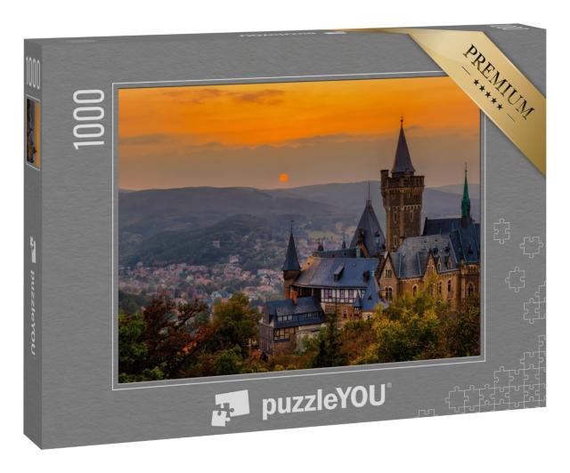 Puzzle 1000 Teile „Sonnenuntergang über dem Schloss Wernigerode, Deutschland“
