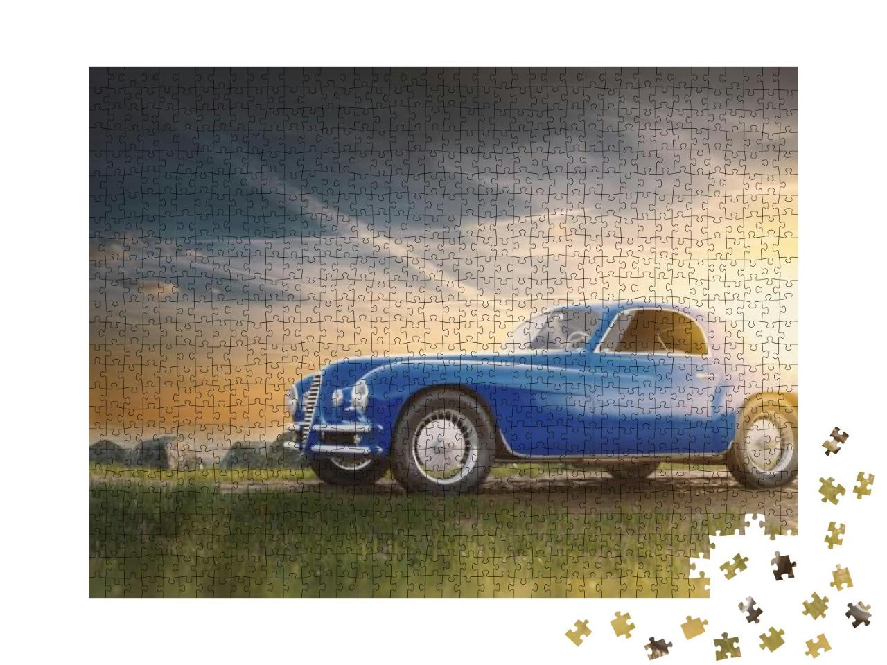 Puzzle 1000 Teile „Oldtimer bei Sonnenuntergang“