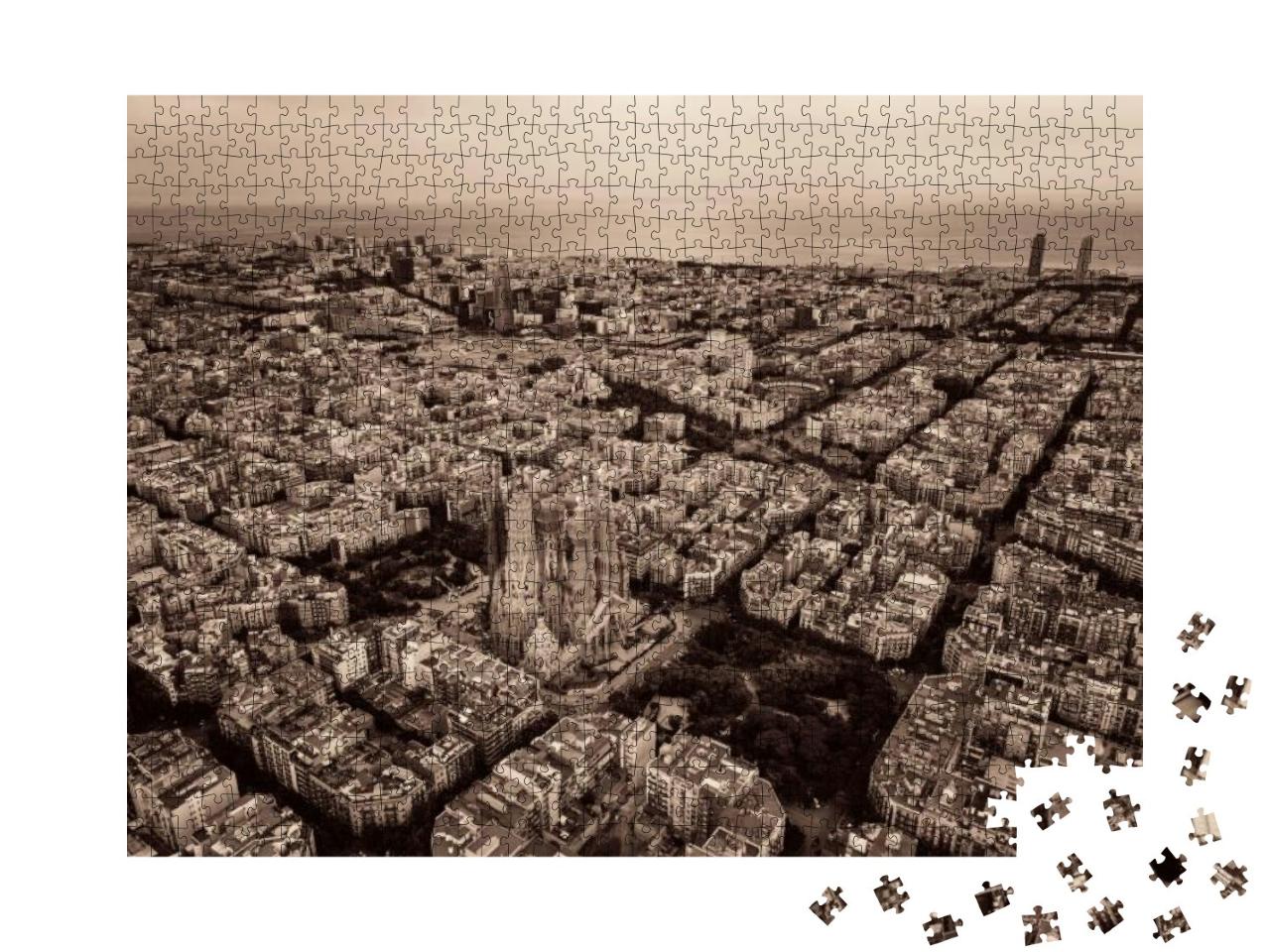 Puzzle 1000 Teile „Luftaufnahme der Basilika Sagrada Familia, Barcelona, Spanien“