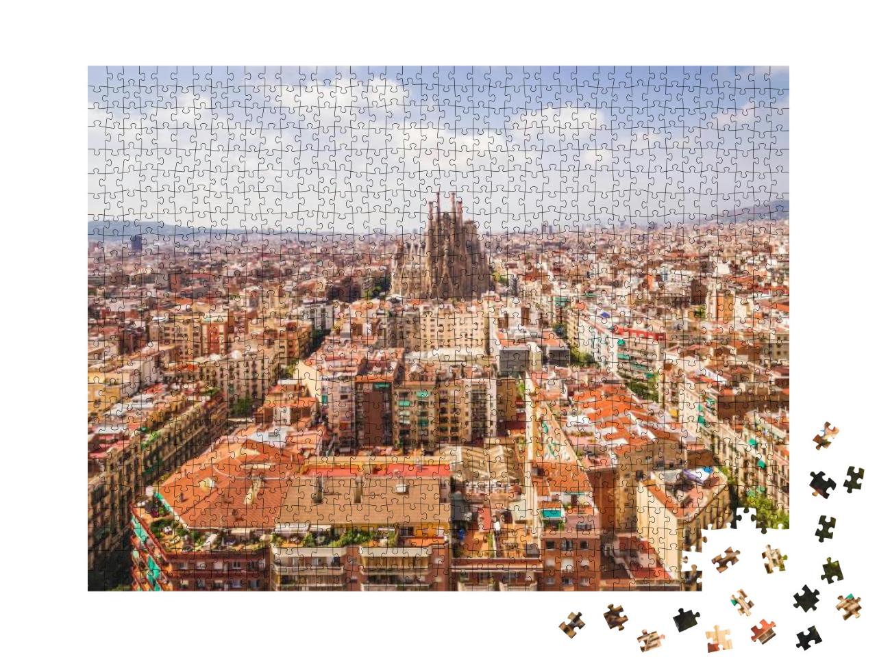 Puzzle 1000 Teile „Kathedrale Sagrada Familia und Stadtbild von Barcelona“