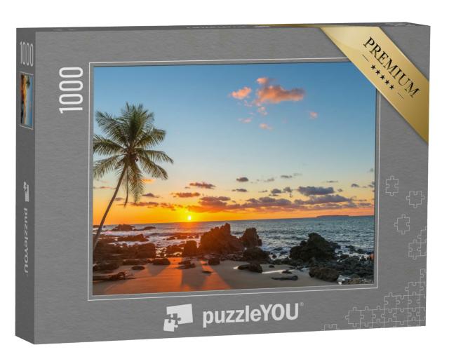 Puzzle 1000 Teile „Strandparadies am Pazifischen Ozean bei Sonnenuntergang, Costa Rica“