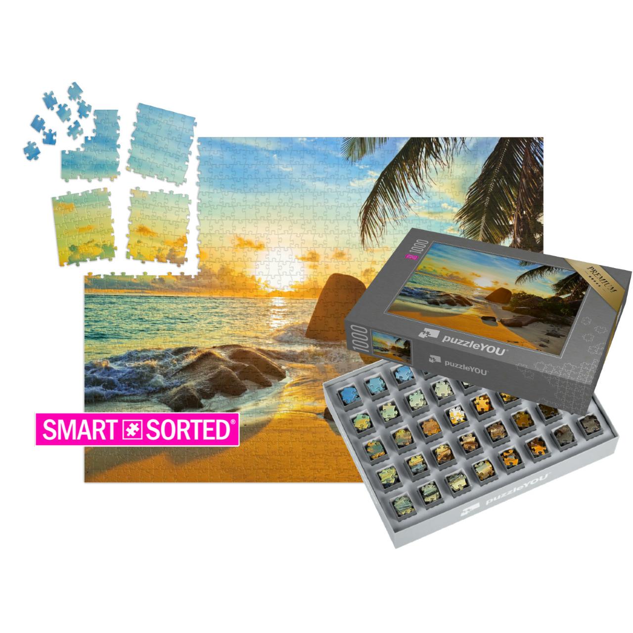 SMART SORTED® | Puzzle 1000 Teile „Tropischer Strand im Sonnenuntergang“