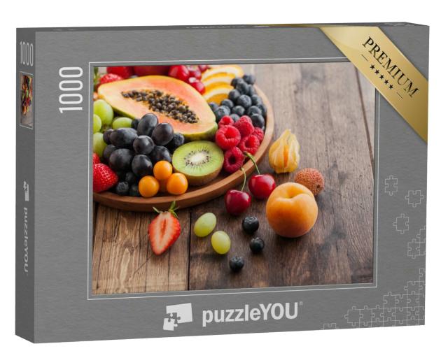 Puzzle 1000 Teile „Frischer Obstteller mit verschiedenen köstlichen Früchten“