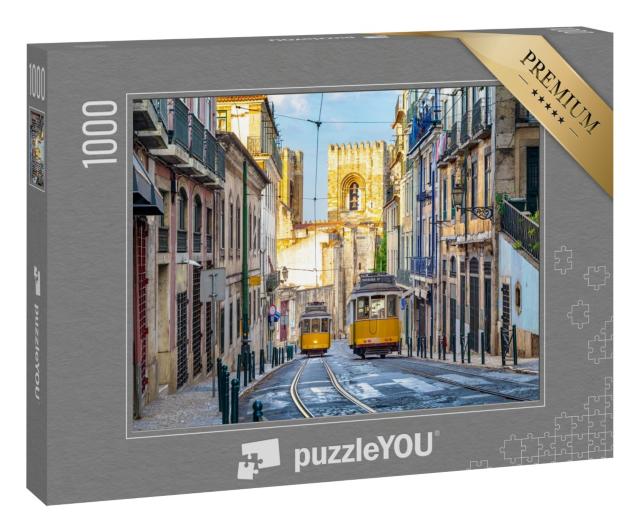 Puzzle 1000 Teile „Straßenbahn der Linie 28 in Lissabon, Portugal“