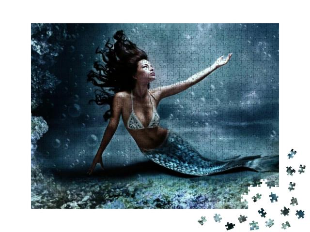 Puzzle 1000 Teile „Mythologisches Wesen: Meerjungfrau im Ozean“