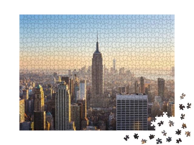Puzzle 1000 Teile „Manhattan Downtown: Skyline mit beleuchtetem Empire State Building“