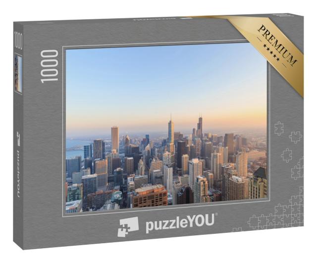 Puzzle 1000 Teile „Luftaufnahme von Chicago bei Sonnenuntergang“