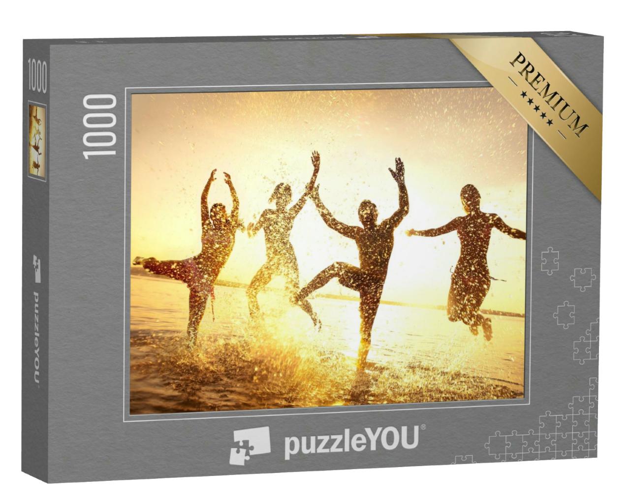 Puzzle 1000 Teile „Das Gefühl von Sommer und Sonne: Tanzen in den Wellen am Strand“
