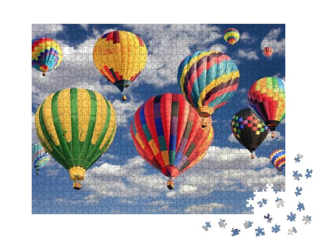 Puzzle 1000 Teile „Bunte Heißluftballons am blauen Himmel“