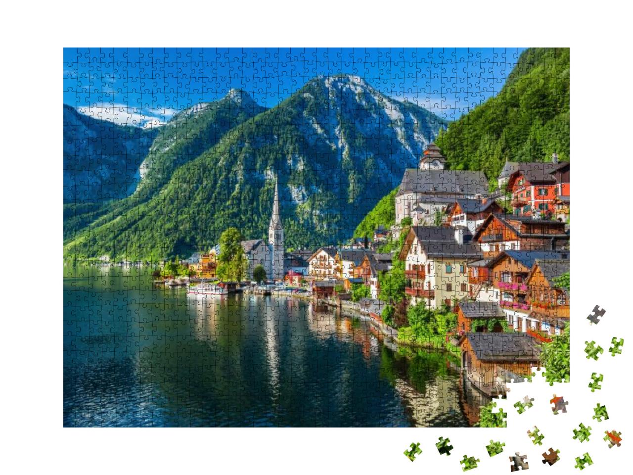 Puzzle 1000 Teile „Schönes Licht über Hallstatt, Salzkammergut, Österreich, Alpen“