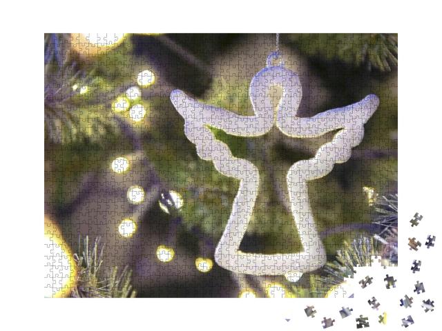 Puzzle 1000 Teile „Weihnachtsengel auf einem Baum“
