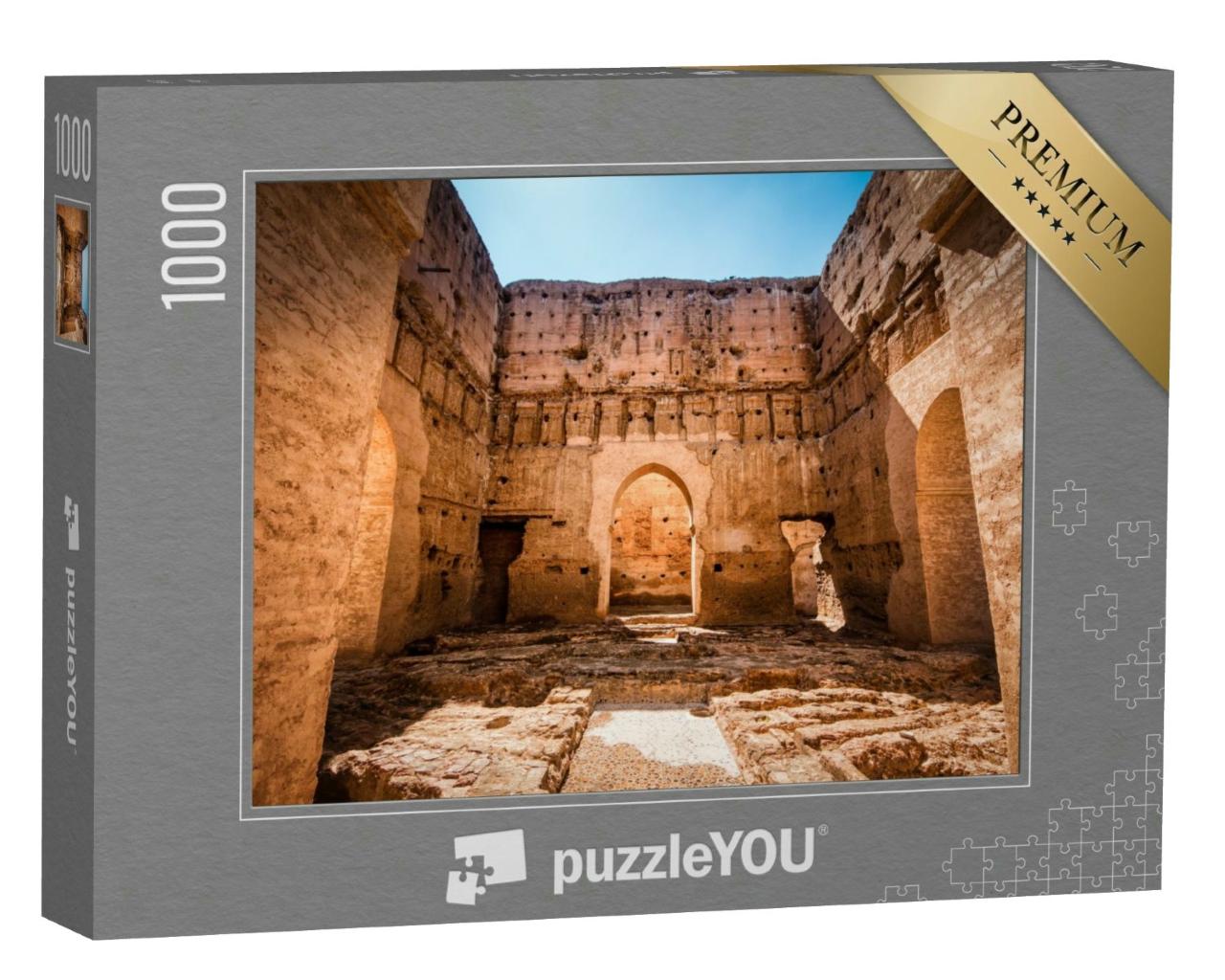 Puzzle 1000 Teile „Der Palast von El Badi: beeindruckende Ruine nahe Marrakesch, Marokko“