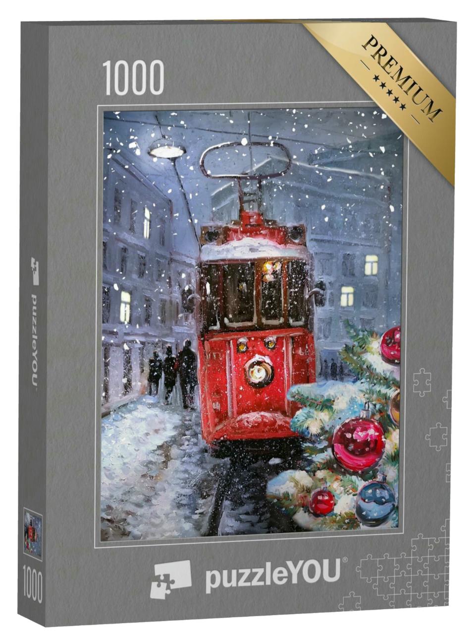 Puzzle 1000 Teile „Ölgemälde: Weihnachtszeit in der Stadt“