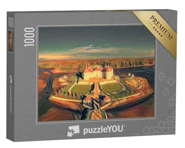 Puzzle 1000 Teile „im Stil von Edvard Munch, Der Schrei - Schloss Moritzburg, Deutschland - Puzzle-Kollektion Künstler & Gemälde“