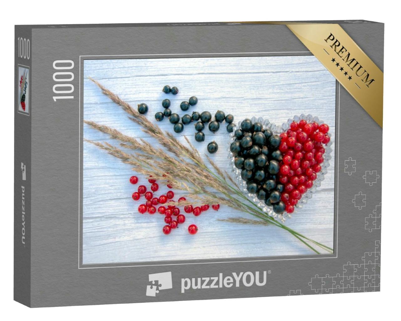 Puzzle 1000 Teile „Frische Beeren von roten und schwarzen Johannisbeeren“