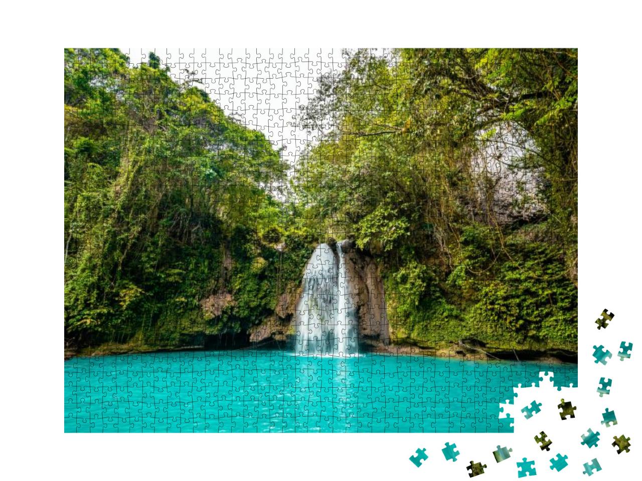 Puzzle 1000 Teile „Türkisfarbene Kawasan Falls auf der Insel Cebu, Philippinen“