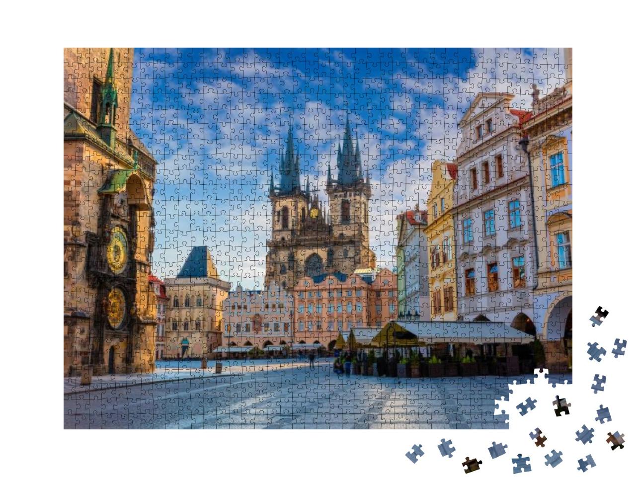 Puzzle 1000 Teile „Frühlingsmorgen: Altstädter Ring mit Tyn Kirche, Prag, Tschechische Republik“