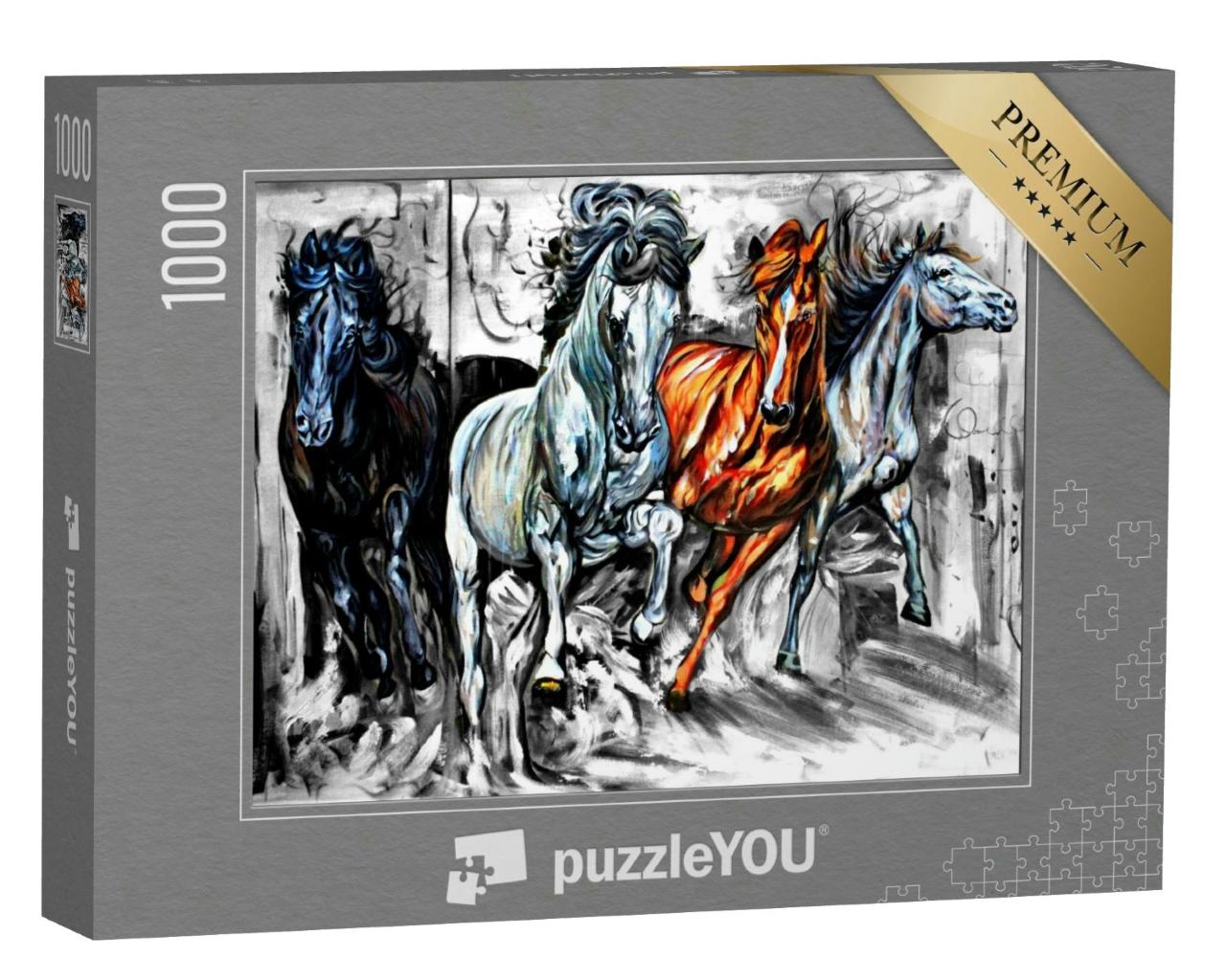 Puzzle 1000 Teile „Ölgemälde: Wildpferde“