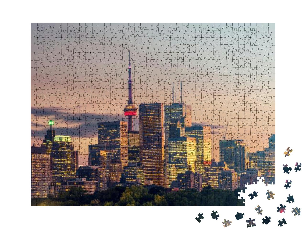 Puzzle 1000 Teile „Gebäude in der Stadt Toronto bei Nacht, Ontario, Kanada“