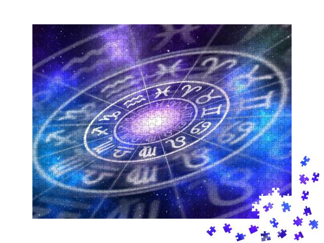 Puzzle 1000 Teile „Sternzeichen innerhalb des Horoskopkreises, Astrologie, Horoskope“