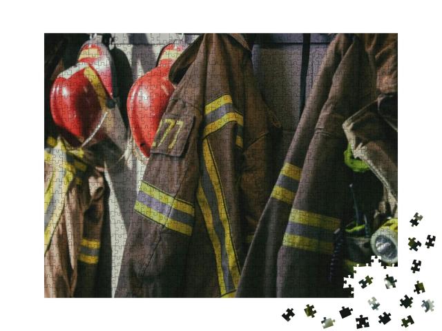 Puzzle 1000 Teile „Kleidung der Feuerwehr, bereit für den Einsatz“