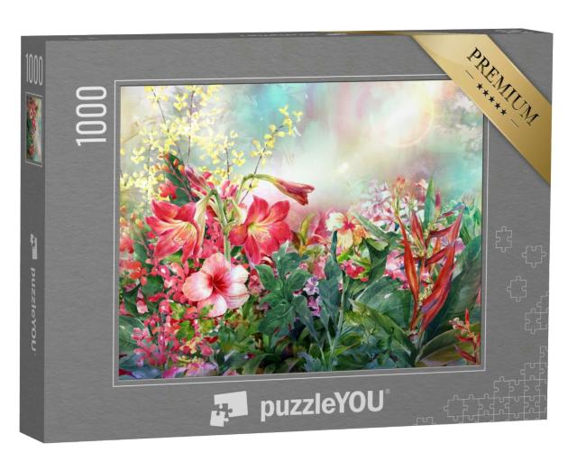 Puzzle 1000 Teile „Aquarell: Bouquet von bunten Blumen“