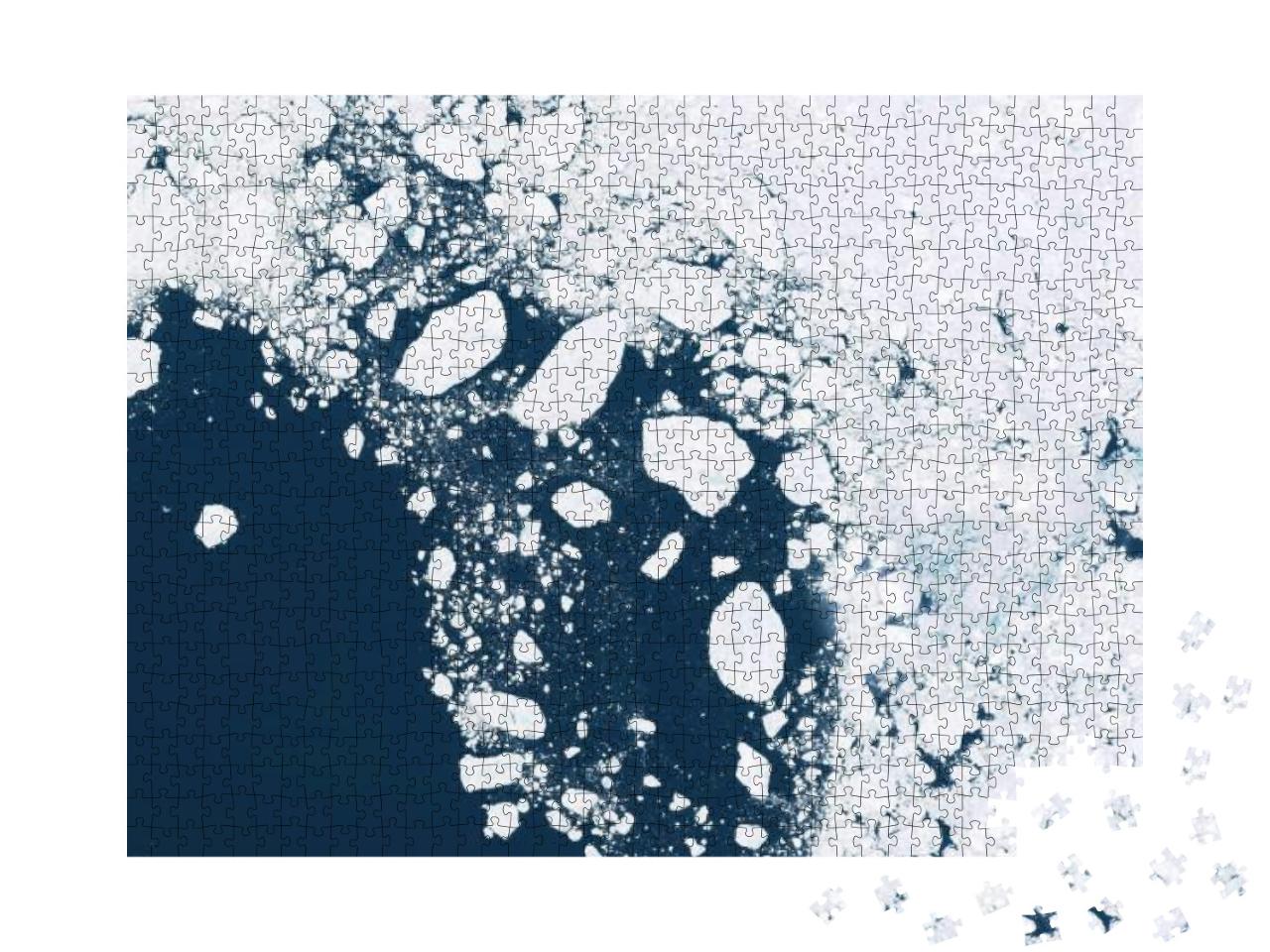 Puzzle 1000 Teile „Gletscher und Eisschmelze: Sattelitenbild der nördlichen Regionen“