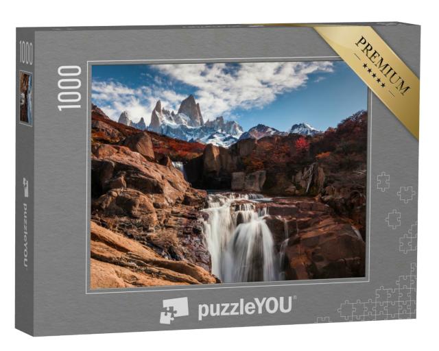 Puzzle 1000 Teile „Wasserfall am Fitz Roy Berg. Patagonien, Argentinien“