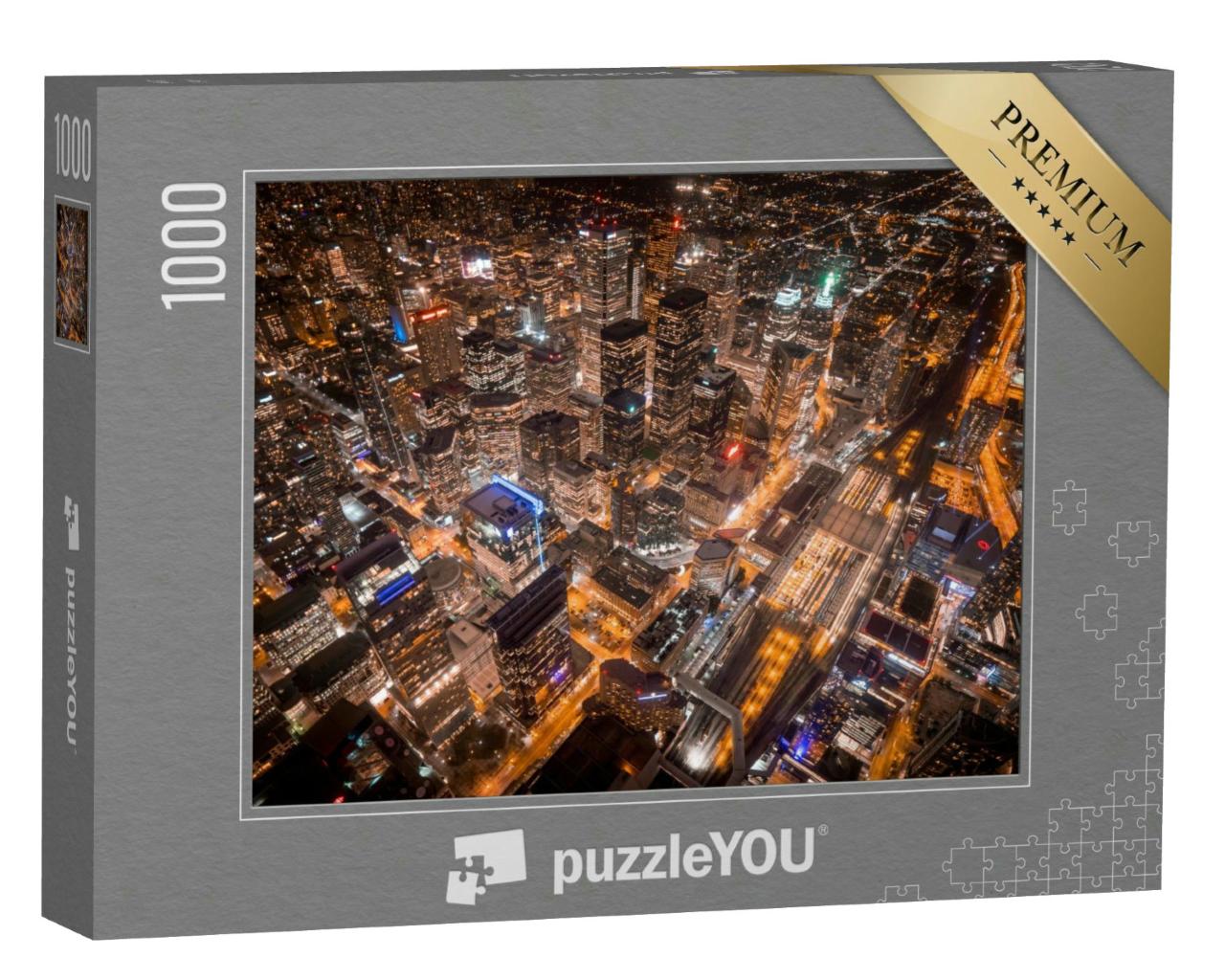 Puzzle 1000 Teile „Atemberaubende Luftaufnahme der Stadt Toronto bei Nacht“