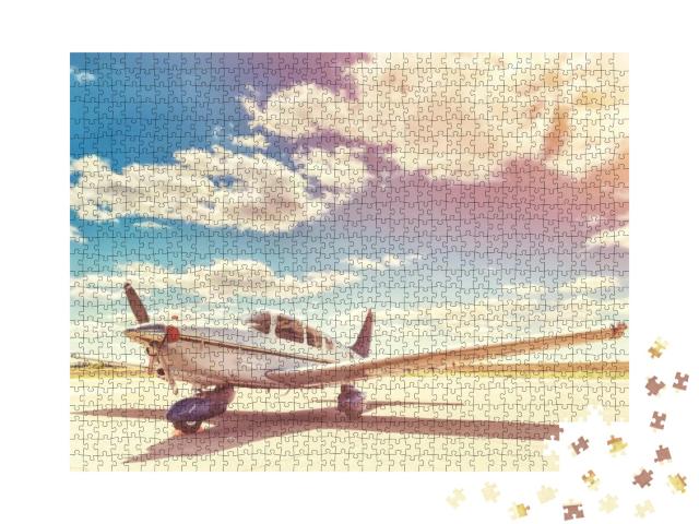 Puzzle 1000 Teile „Parkendes Propellerflugzeug“