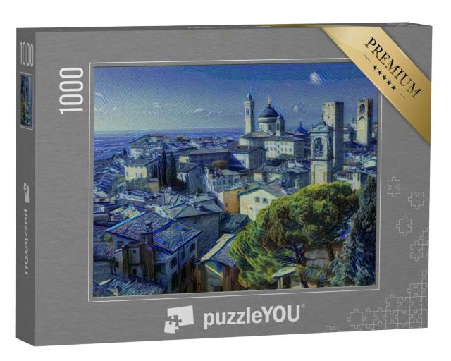 Puzzle 1000 Teile „im Kunst-Stil von van Gogh, Sternennacht - Bergamo, Lombardei, Italien - Puzzle-Kollektion Künstler & Gemälde“