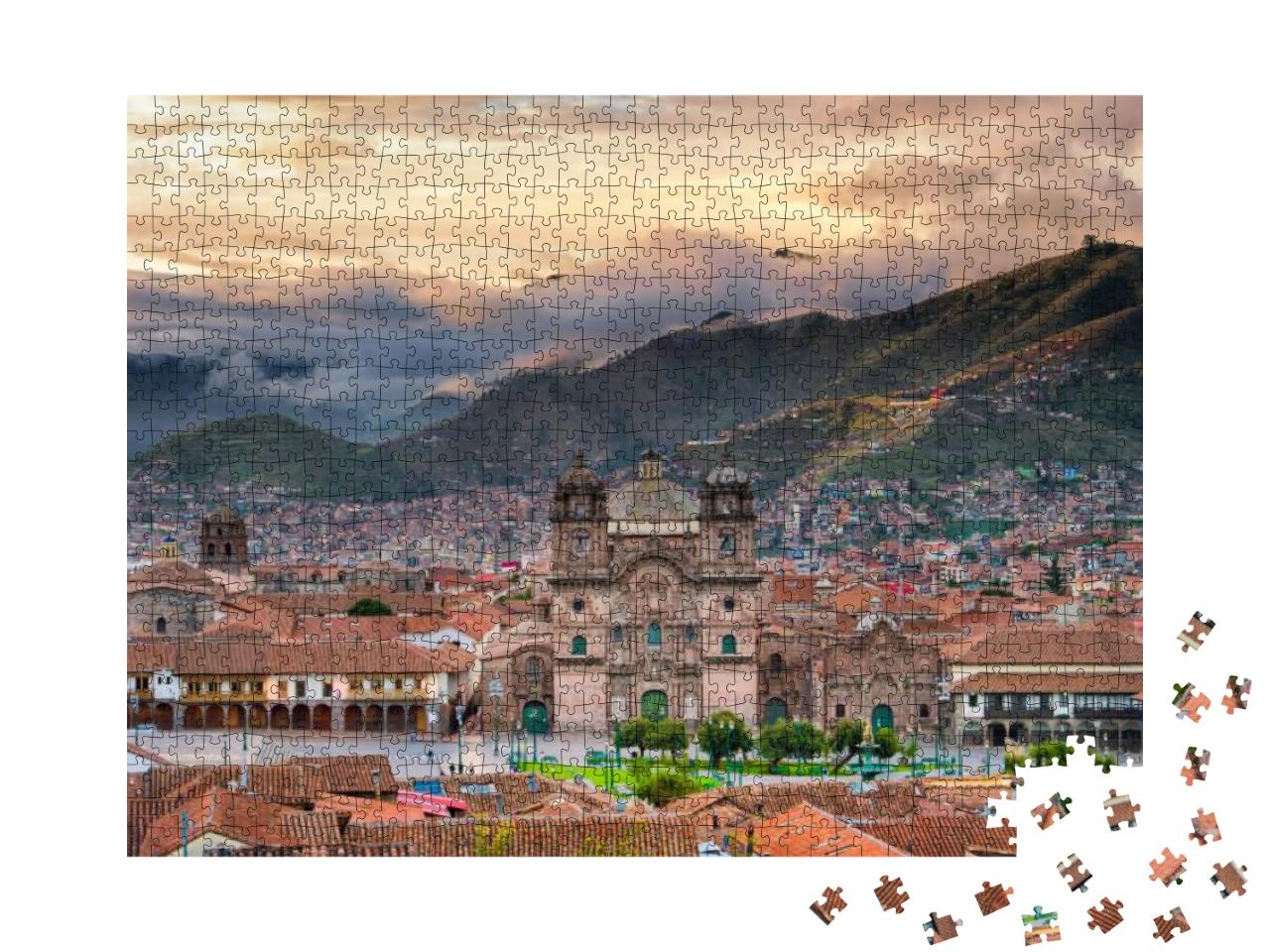 Puzzle 1000 Teile „Morgensonne auf der Plaza de armas, Cusco“