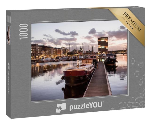 Puzzle 1000 Teile „Abendlicher Hafen von Antwerpen, Belgien“