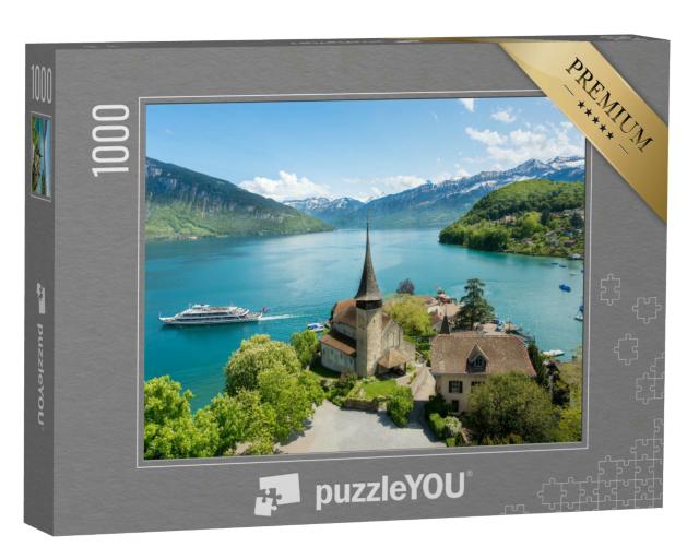 Puzzle 1000 Teile „Schloss Spiez am Thunersee in Bern, Schweiz“