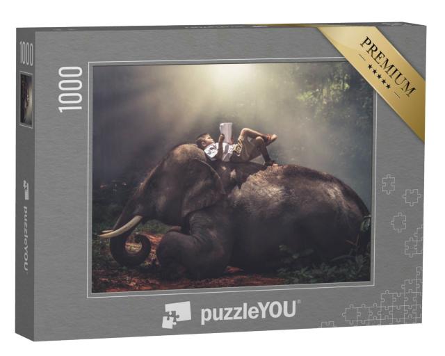 Puzzle 1000 Teile „Beste Freunde - Junge und Elefant“